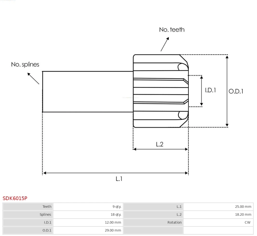 Купити SDK6015P As-pl Бендикс стартера