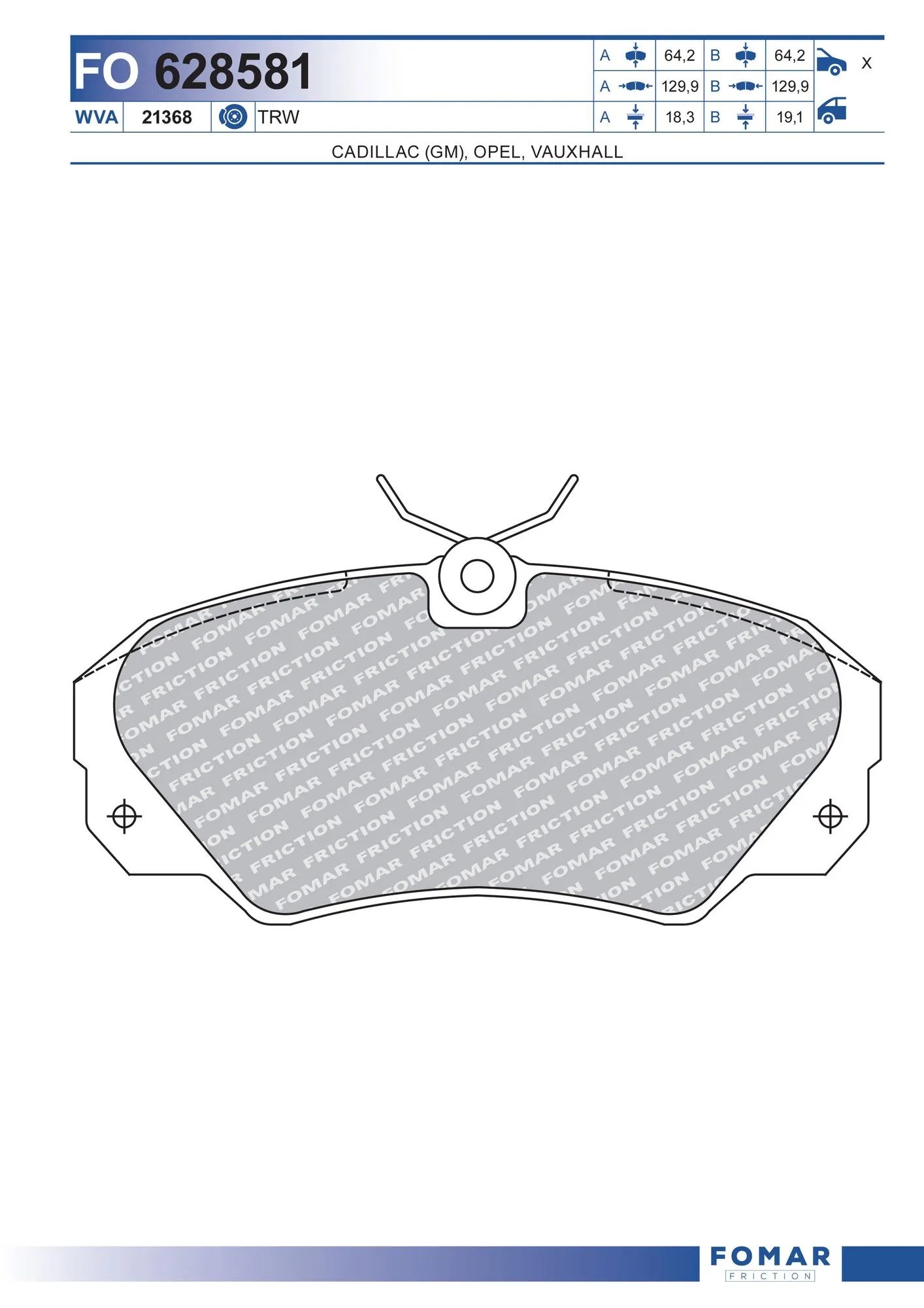 Передні гальмівні колодки на Opel Omega B 25, 26, 27