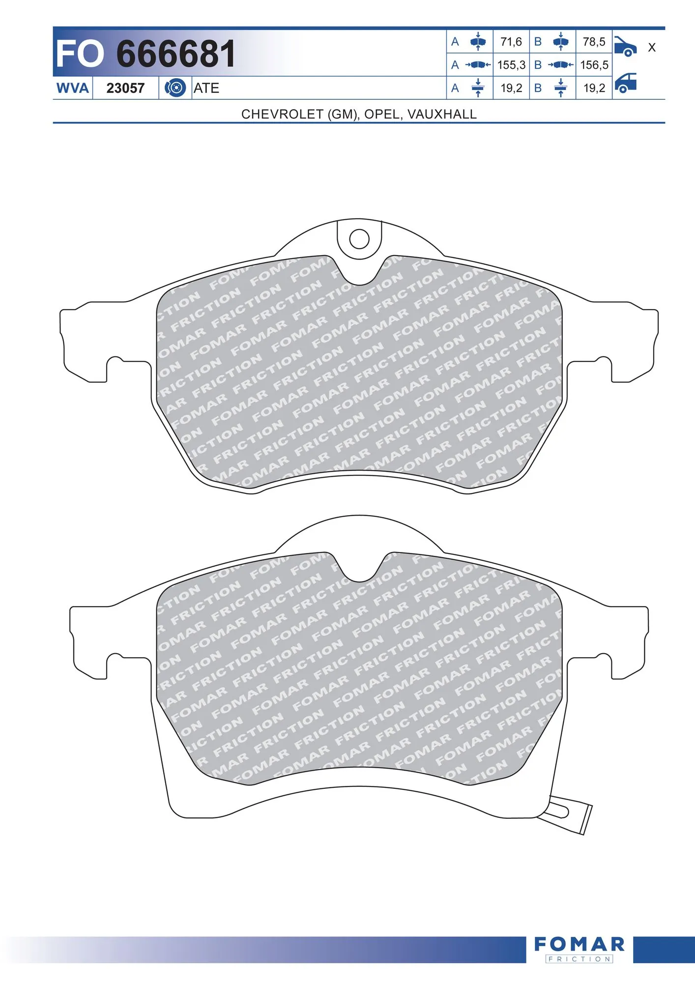Передні тормозні колодки 9195157 Ford