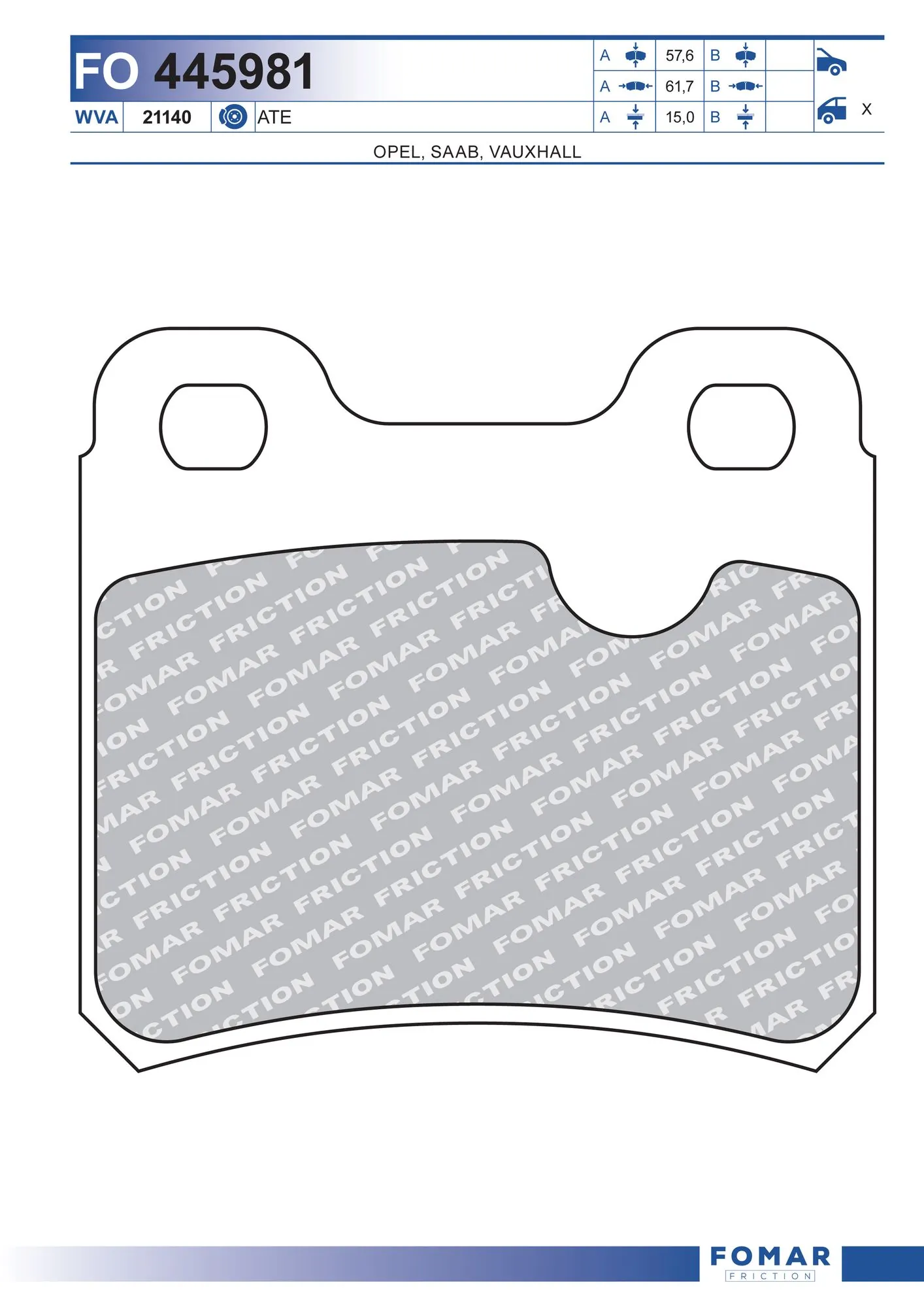 Колодки гальмівні задні, дискові на Opel Kadett E 35, 36, 45, 46