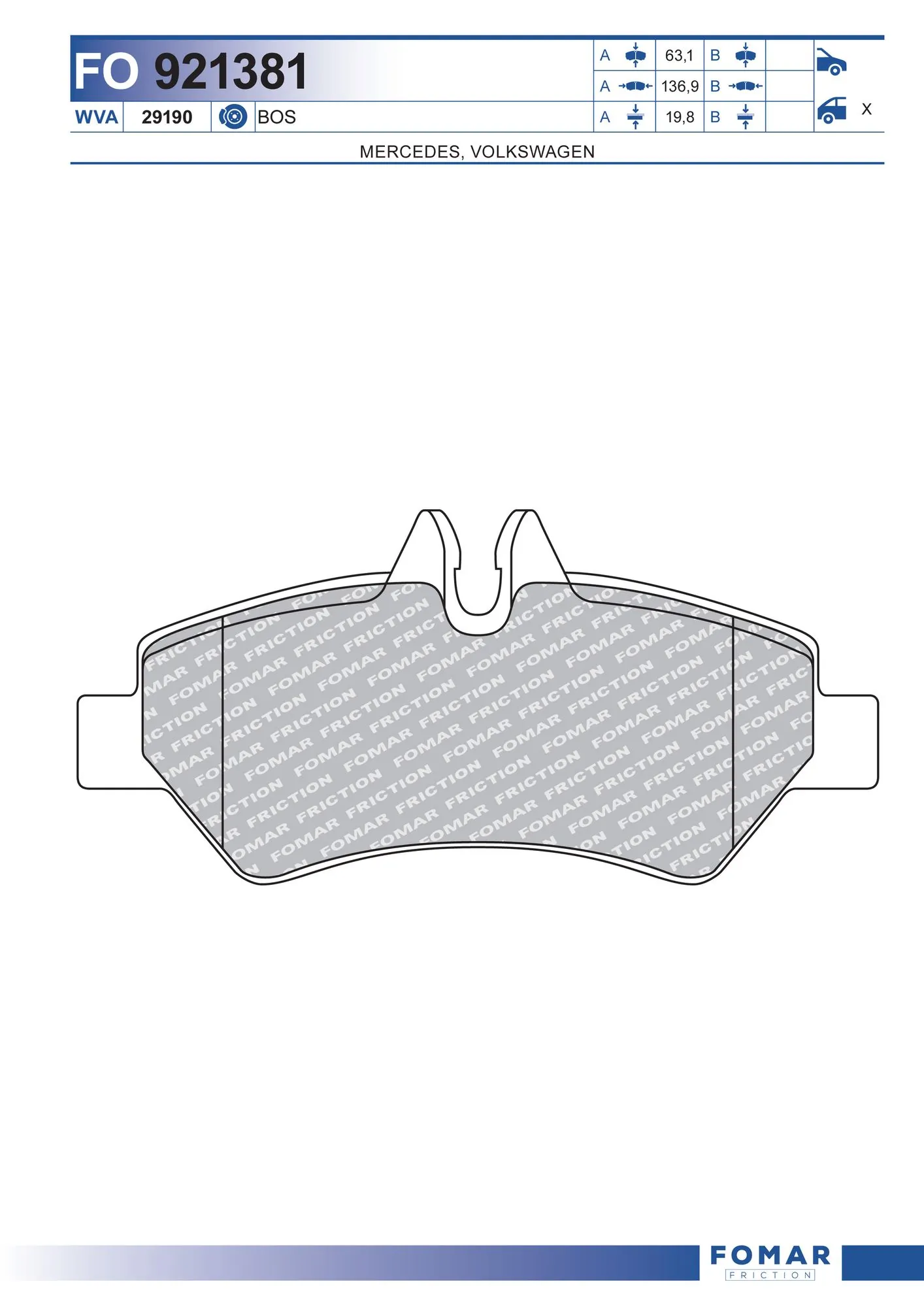 Задні гальмівні колодки Volkswagen Crafter 30-35 автобус (2E, 2EE, 2EK) (2006 - 2016) ціна, від 22.96 USD