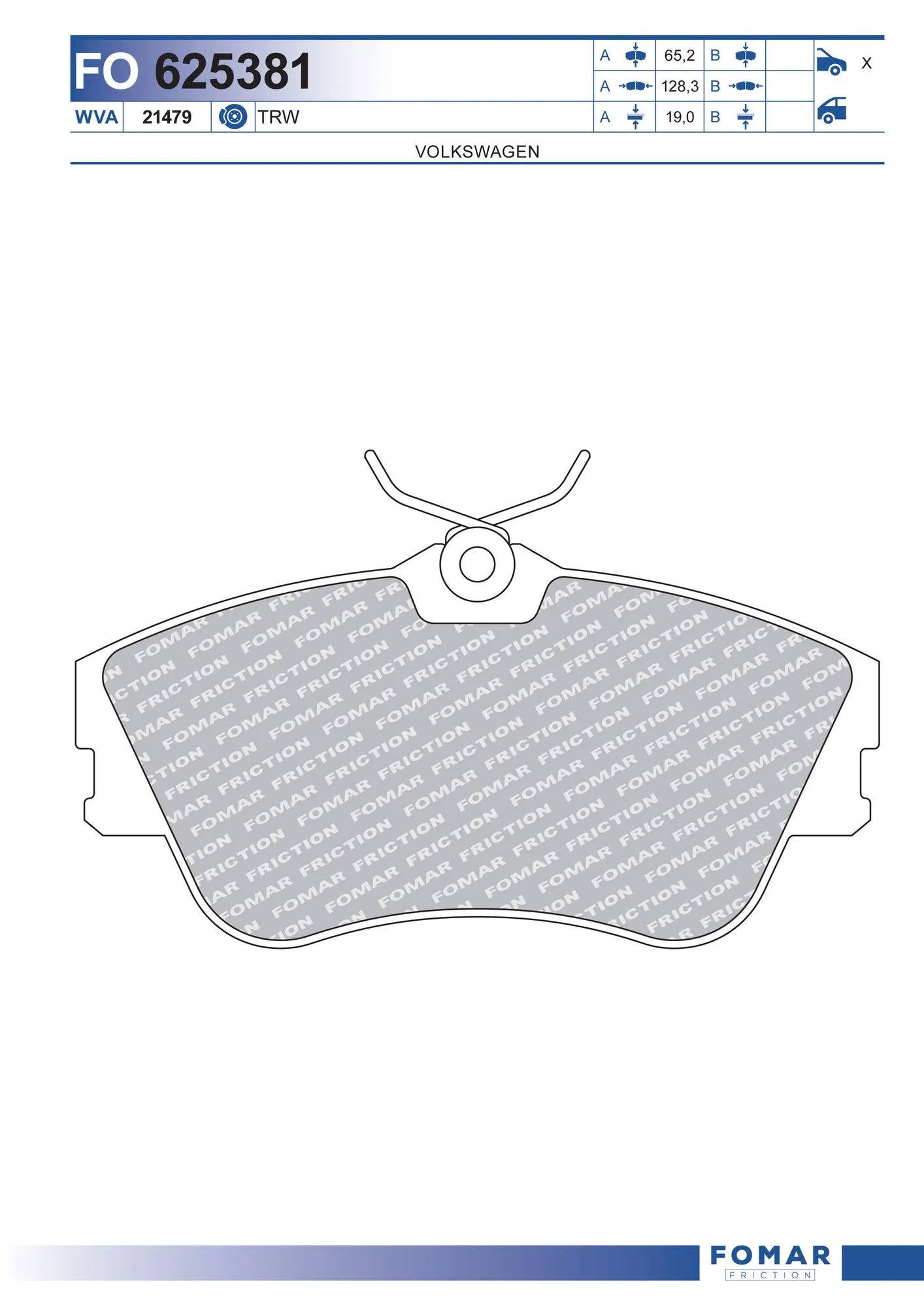 Купити Передні тормозні колодки Volkswagen Transporter T4 70B, 70C, 7DB, 7DK, 70J, 70K, 7DC, 7DJ