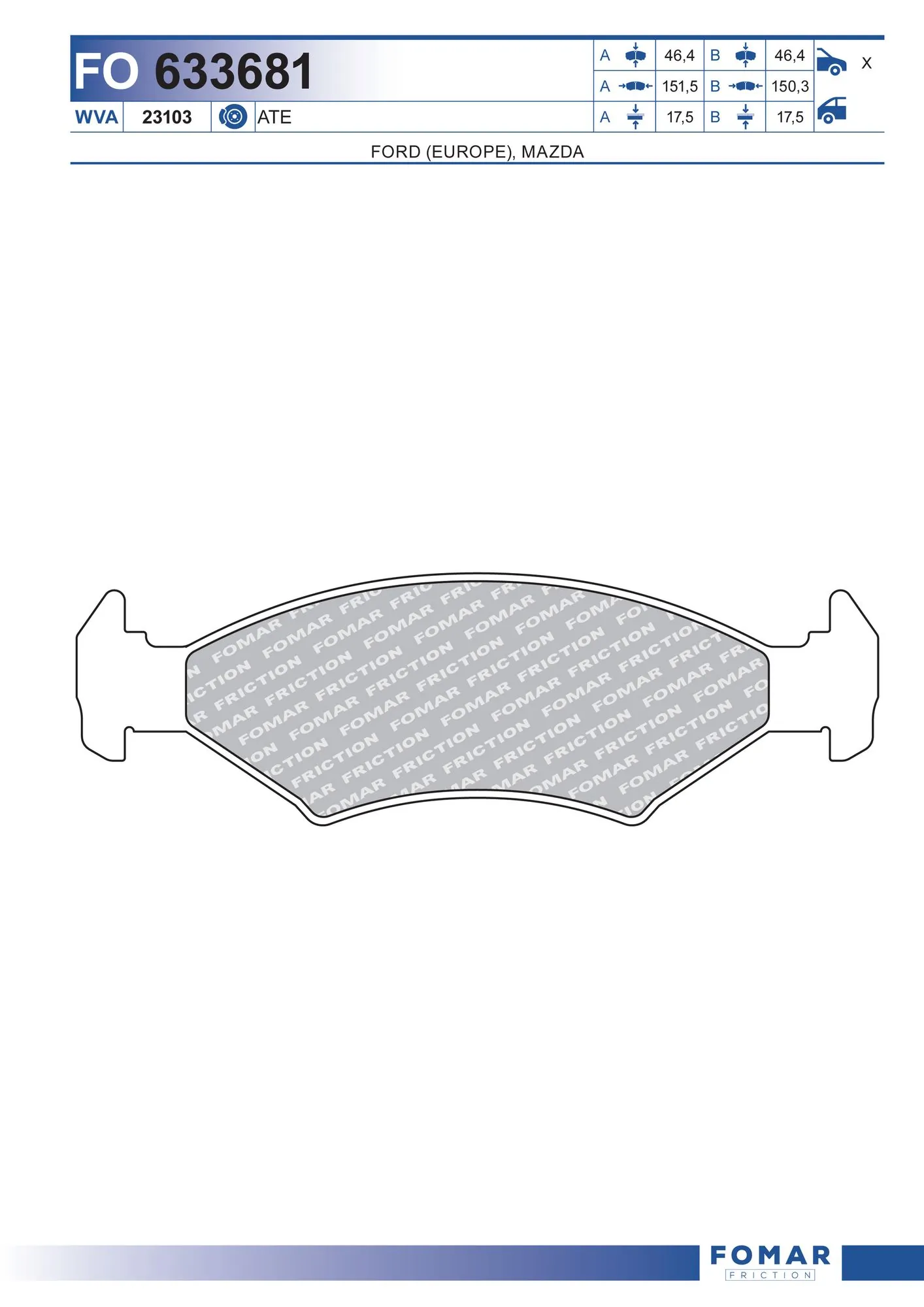 Передні гальмівні колодки на Ford Sierra II GBG, GB4