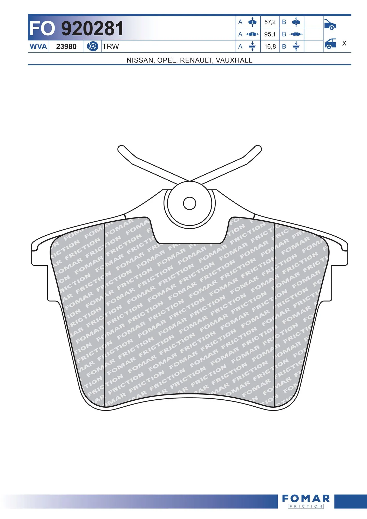 Купити Задні гальмівні колодки Opel Vivaro A F7