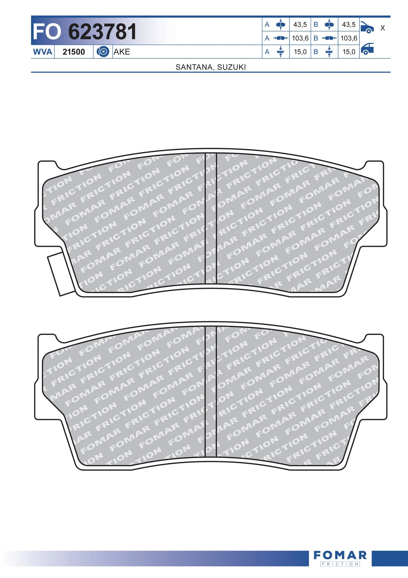 BF0106 AMP/Paradowscy Передні гальмівні колодки