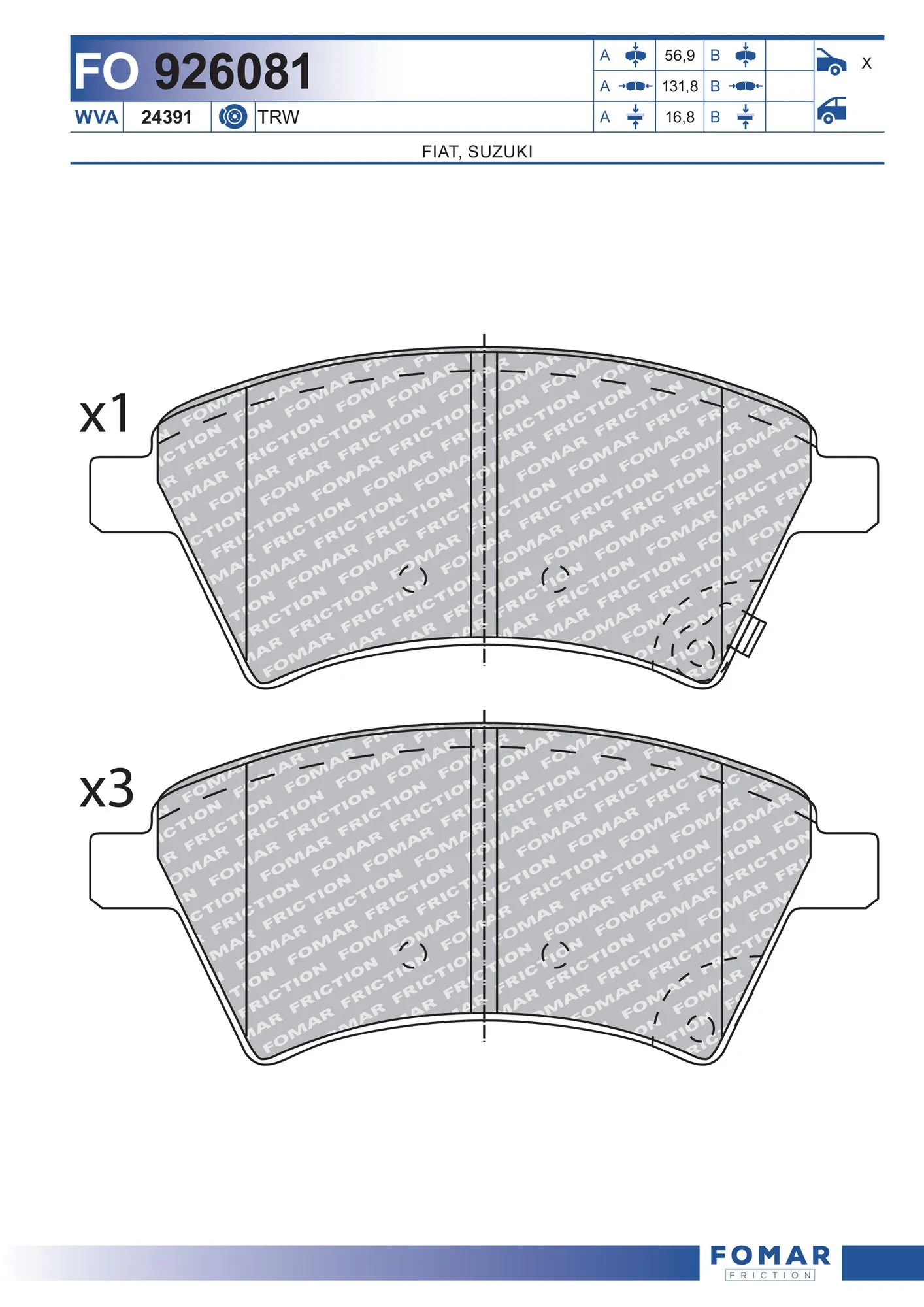 0000121501 Renault (RVI) Передні гальмівні колодки