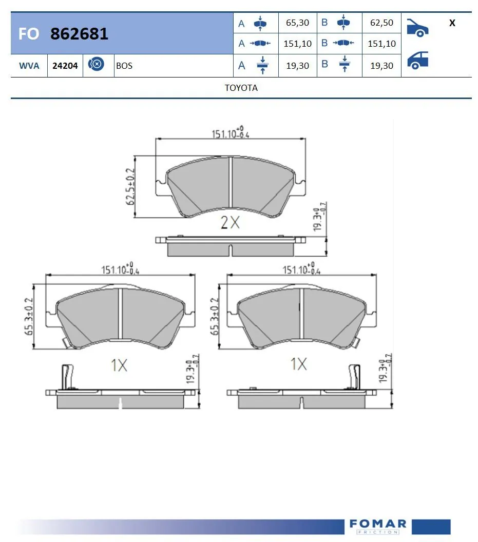 FPE237 Hankook Frixa Передні гальмівні колодки