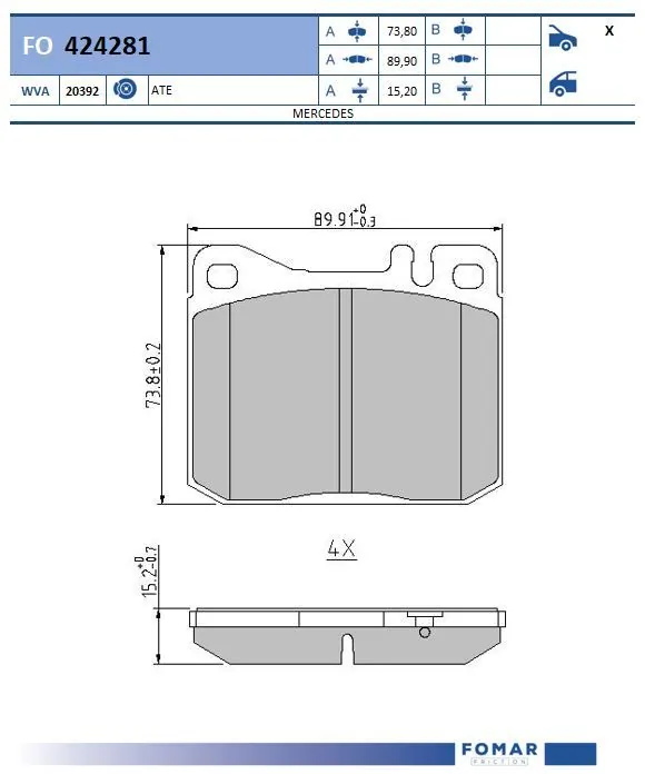 0024207920 Dongfeng Передні гальмівні колодки