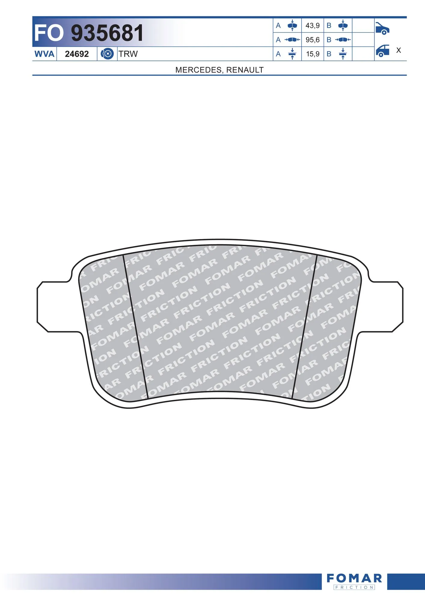 4154210410 Renault (RVI) Колодки гальмівні задні, дискові