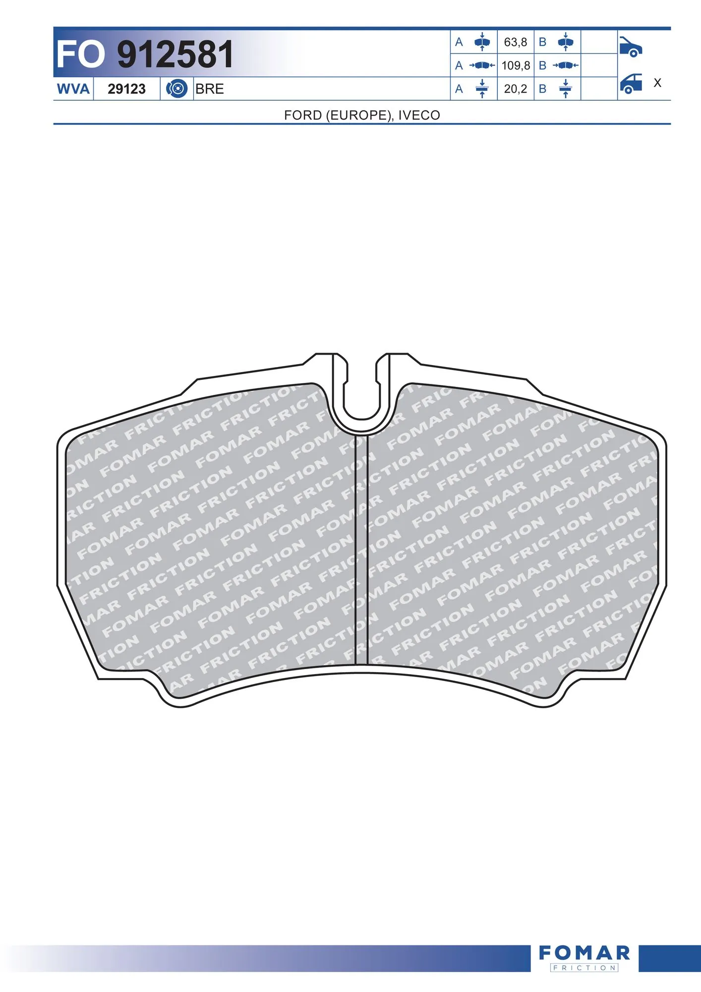 Задні дискові колодки Iveco 42560080