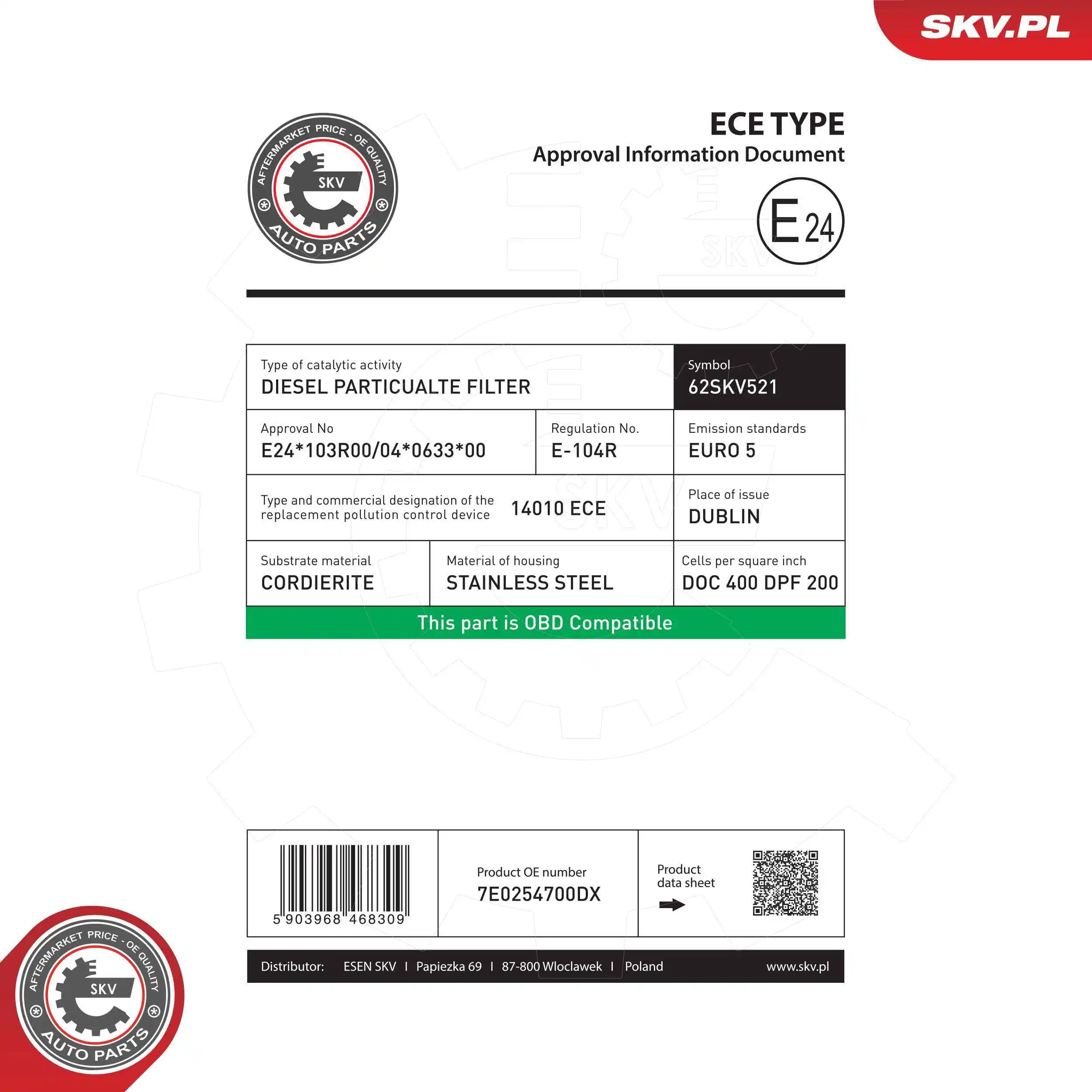 Фільтр DPF SKV 62SKV521
