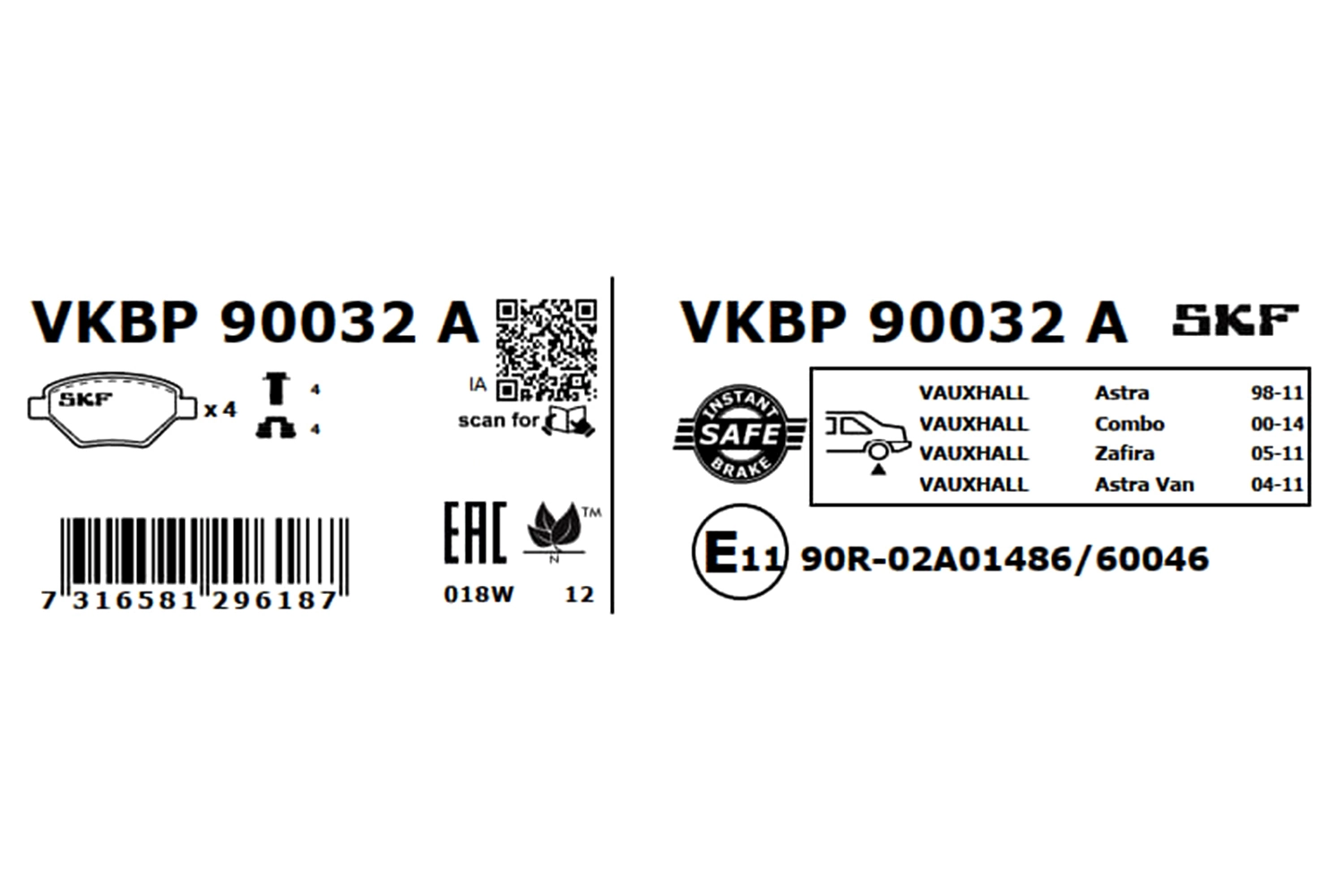 Задні гальмівні колодки VKBP90032A SKF