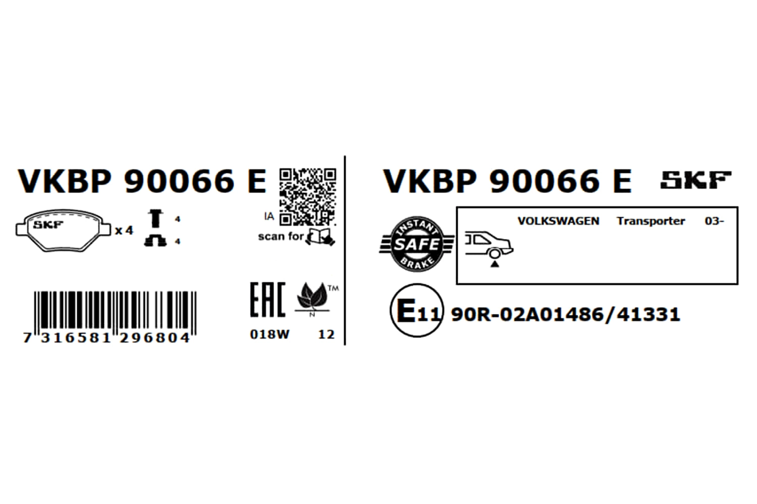 Задні дискові колодки SKF VKBP90066E