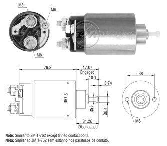 SS411 Standard Тягове реле стартера