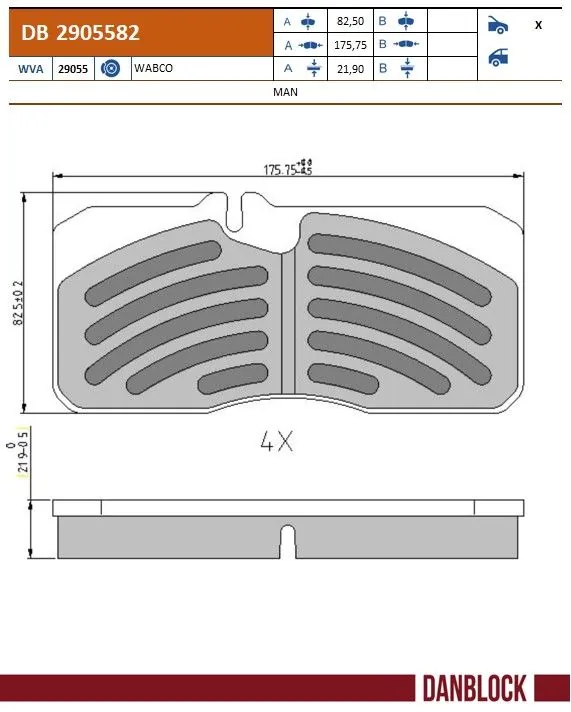81508205012 MAN Передні гальмівні колодки
