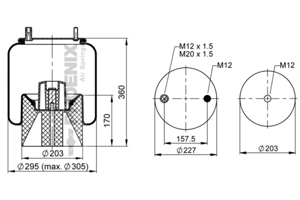 Пневмоподушка/пневморессора моста Blacktech RML75268CP10
