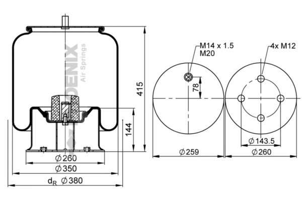 Пневмоподушка задня Blacktech RML70081C