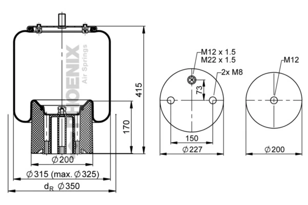 Пневмоподушка/пневморессора моста Blacktech RML76318CP