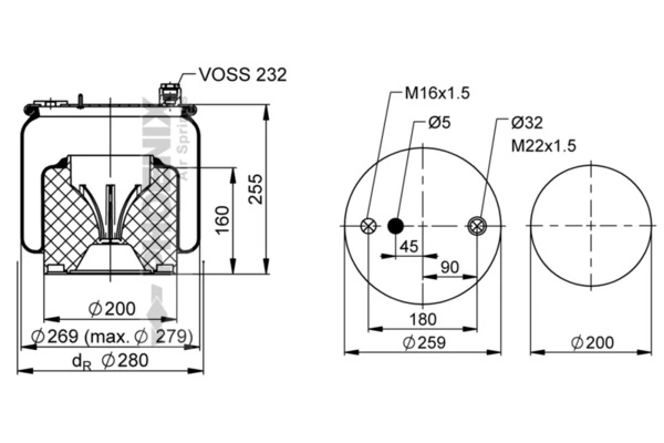 Пневмоподушка/Пневморессора моста Continental/Siemens 6122NP47 ціна, від 183.21 USD