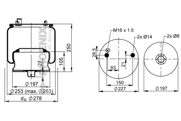 Пневмоподушка задня Chrysler 55116868AB