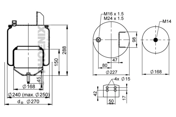Пневмоподушка/Пневморессора моста RML77529 Blacktech