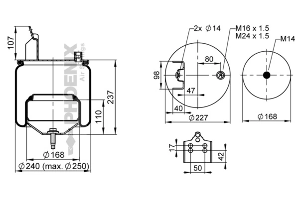Пневмоподушка/пневморессора моста Blacktech RML76420C