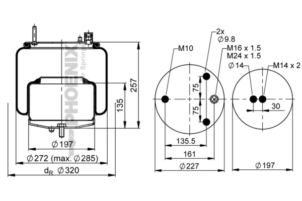 Пневмоподушка/Пневморессора моста Continental/Siemens 4561NP02 ціна, від 116.27 USD