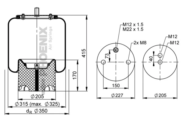 Пневмоподушка/Пневморессора моста Blacktech RML76318CP ціна, від 66.23 USD