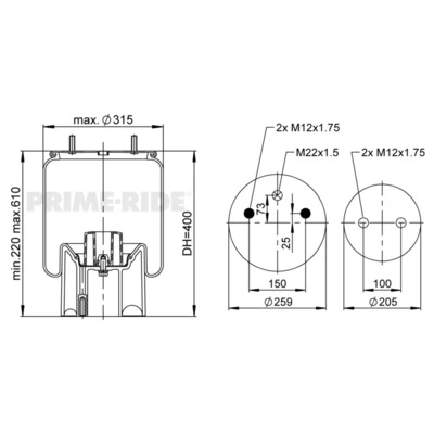 Пневмоподушка/Пневморессора моста RML75268CP4 Blacktech
