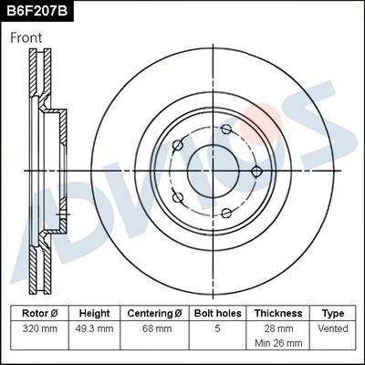 Гальмівні диски передні JBR1559EVC Power Stop