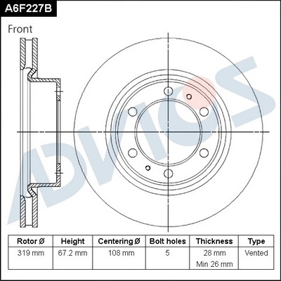 Диск переднього гальма Toyota Hilux пікап (KUN25) (2005 - 2015) ціна, від 113.87 USD
