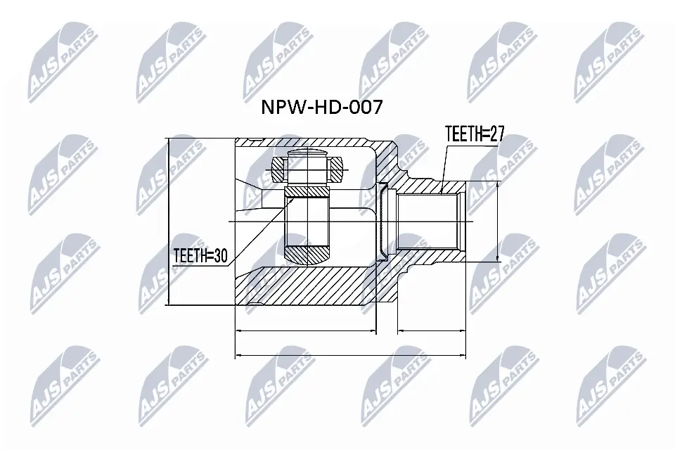NPWHD007 NTY Шарнір кутових швидкостей передній лівий