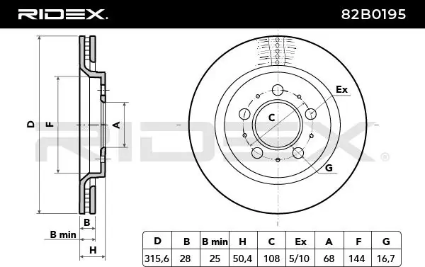 Купити 82B0195 Ridex Ротор гальмівний