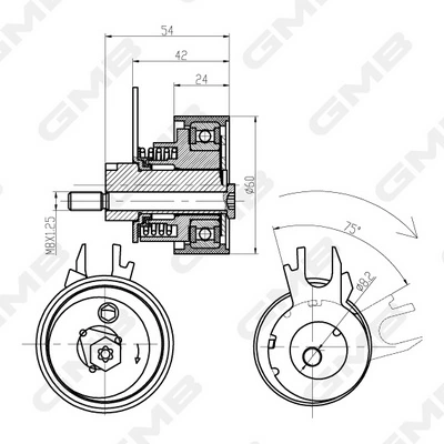 Ролик натягувача ременя ГРМ GTB0130 GMB