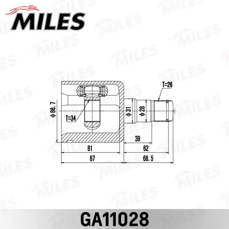GA11028 Miles ШРКШ внутрішній, передній, лівий