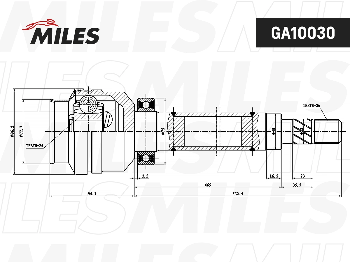 ШРКШ внутрішній, передній, правий Miles GA10030 ціна, від 62.31 USD