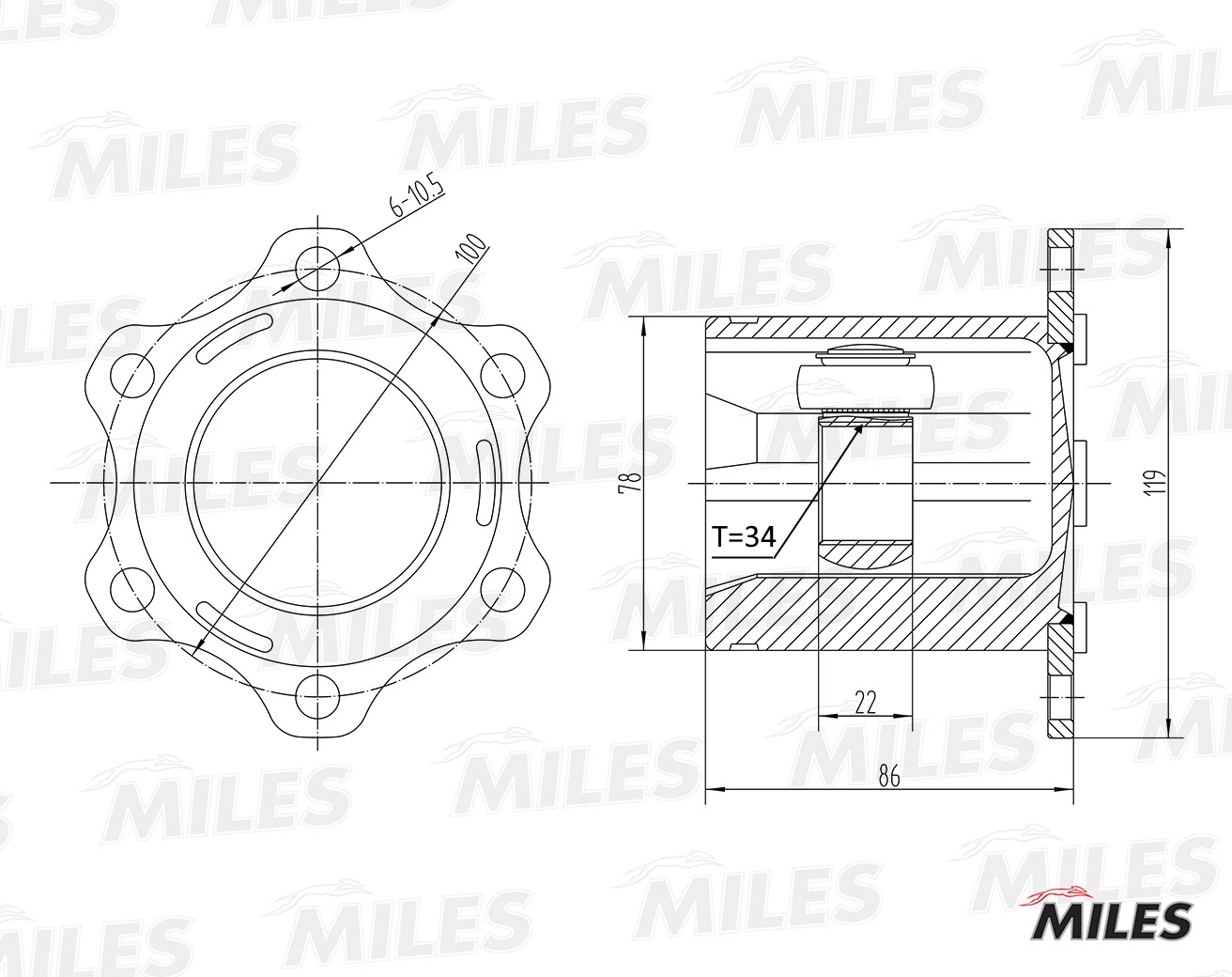 ШРКШ внутрішній, передній Miles GA10008 ціна, від 48.99 USD