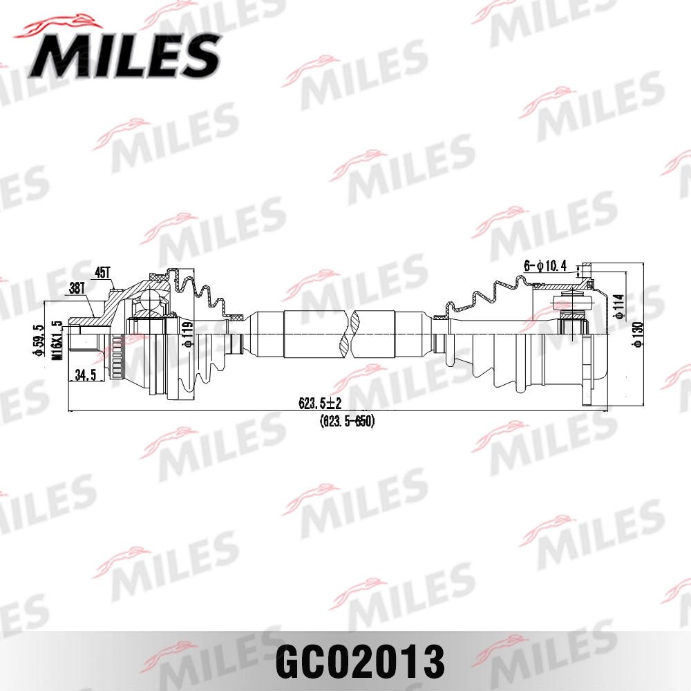 304288 GKN-Spidan Привід передній правий