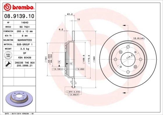 Гальмівні диски 8913910 Brembo