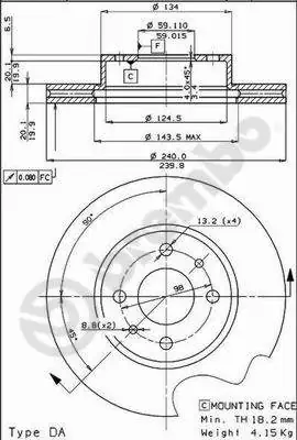 Диск переднього гальма Fiat/Alfa/Lancia 46446555 ціна, від 33.88 USD
