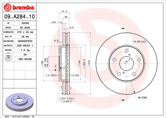 Диск гальмівний передній Toyota 4351217090