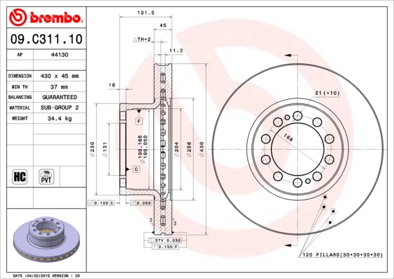 Диск переднього гальма Mercedes A9604210312 ціна, від 181.71 USD