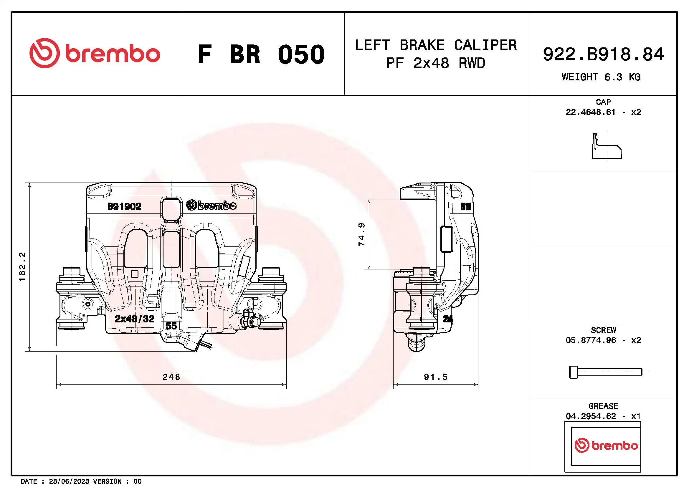 FBR050 Brembo Супорт гальмівний, передній, лівий