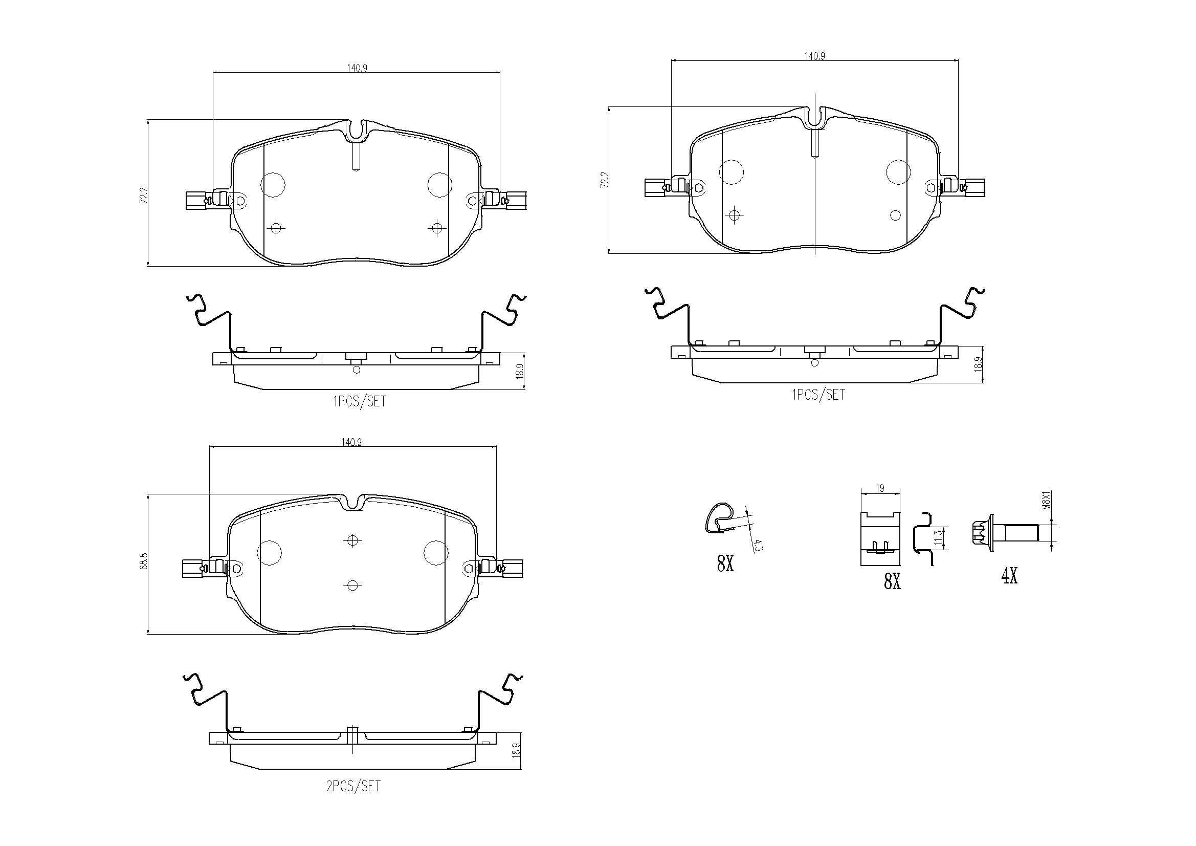 Передні тормозні колодки A0004200004 Mercedes
