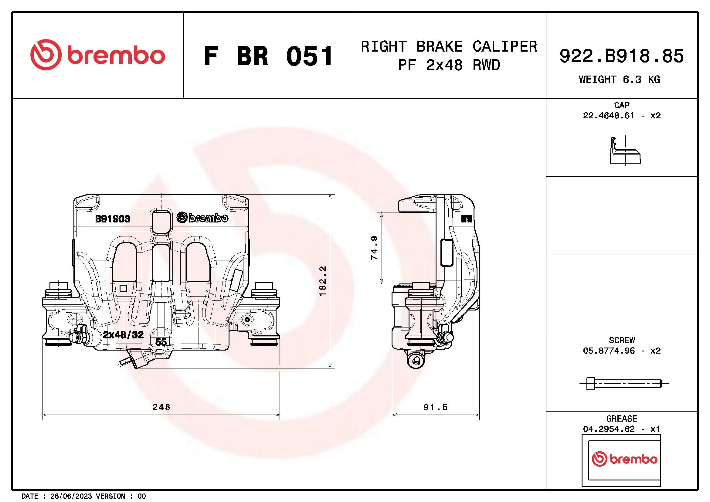 FBR051 Brembo Супорт гальмівний передній правий