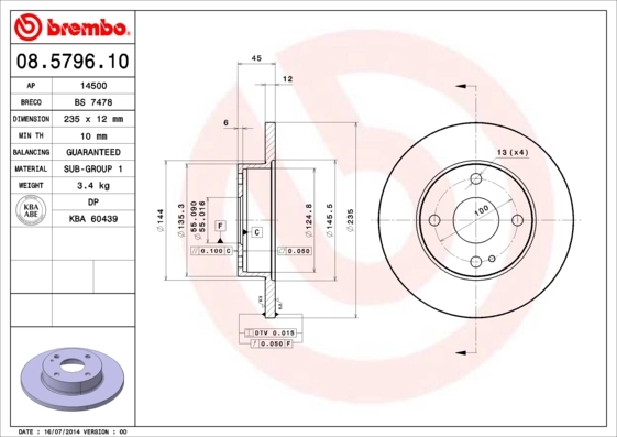 Гальмівні диски передні DBOY33251C Mazda