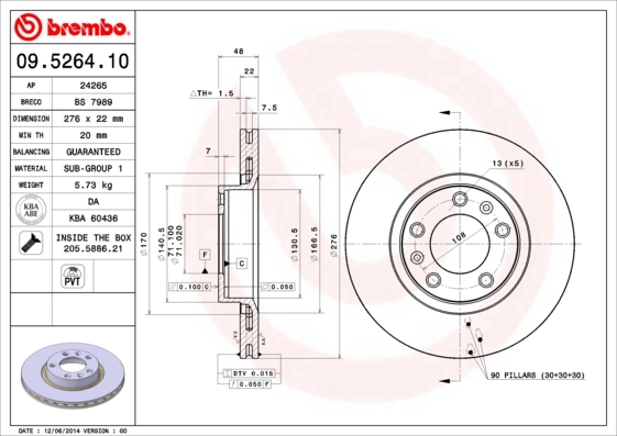 Гальмівні диски передні 96054779 Peugeot/Citroen
