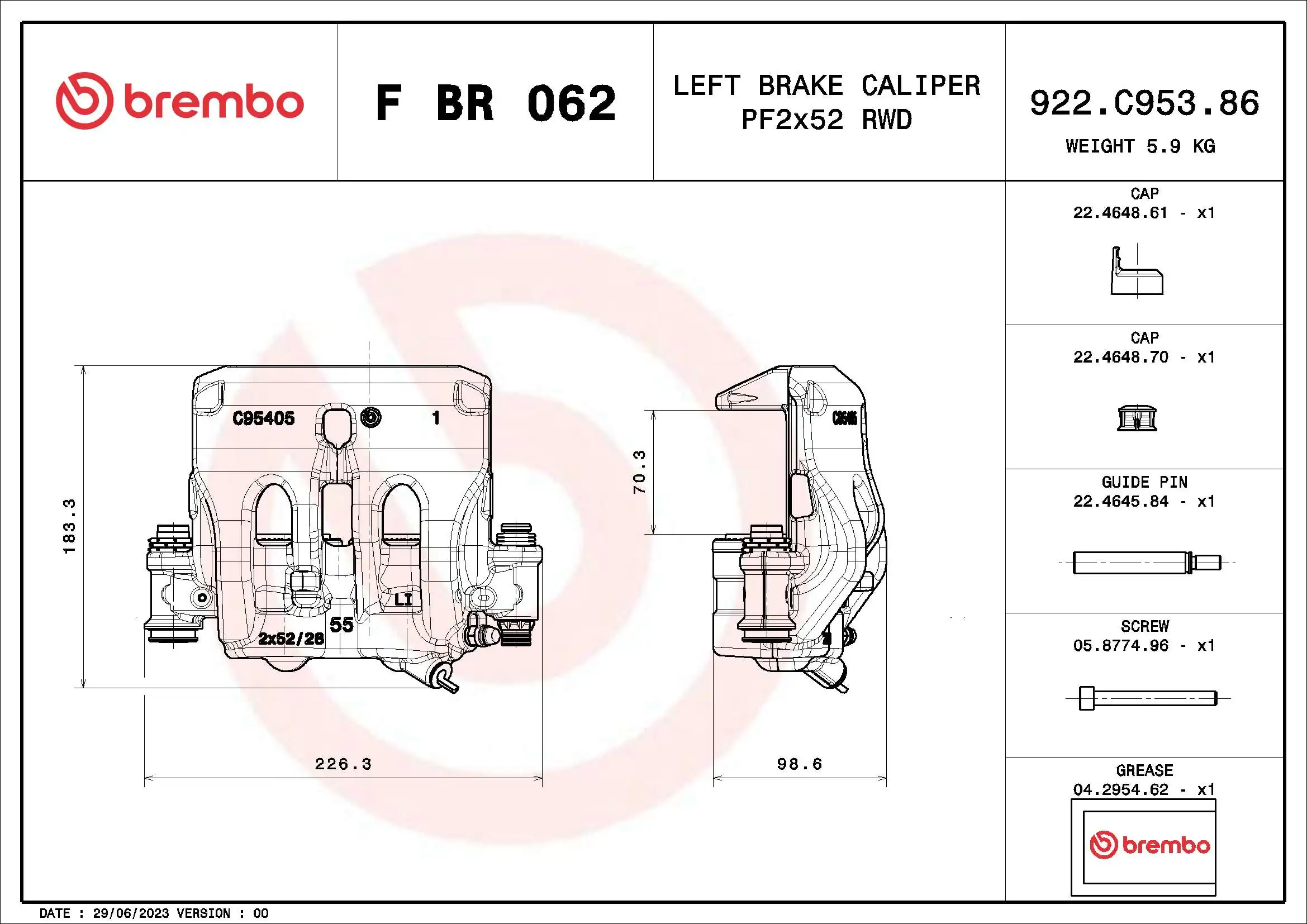 FBR062 Brembo Супорт тормзной