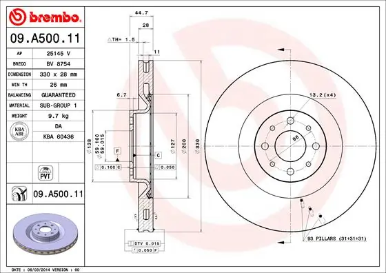 Диск переднього гальма Bosch 986479648 ціна, від 84.25 USD