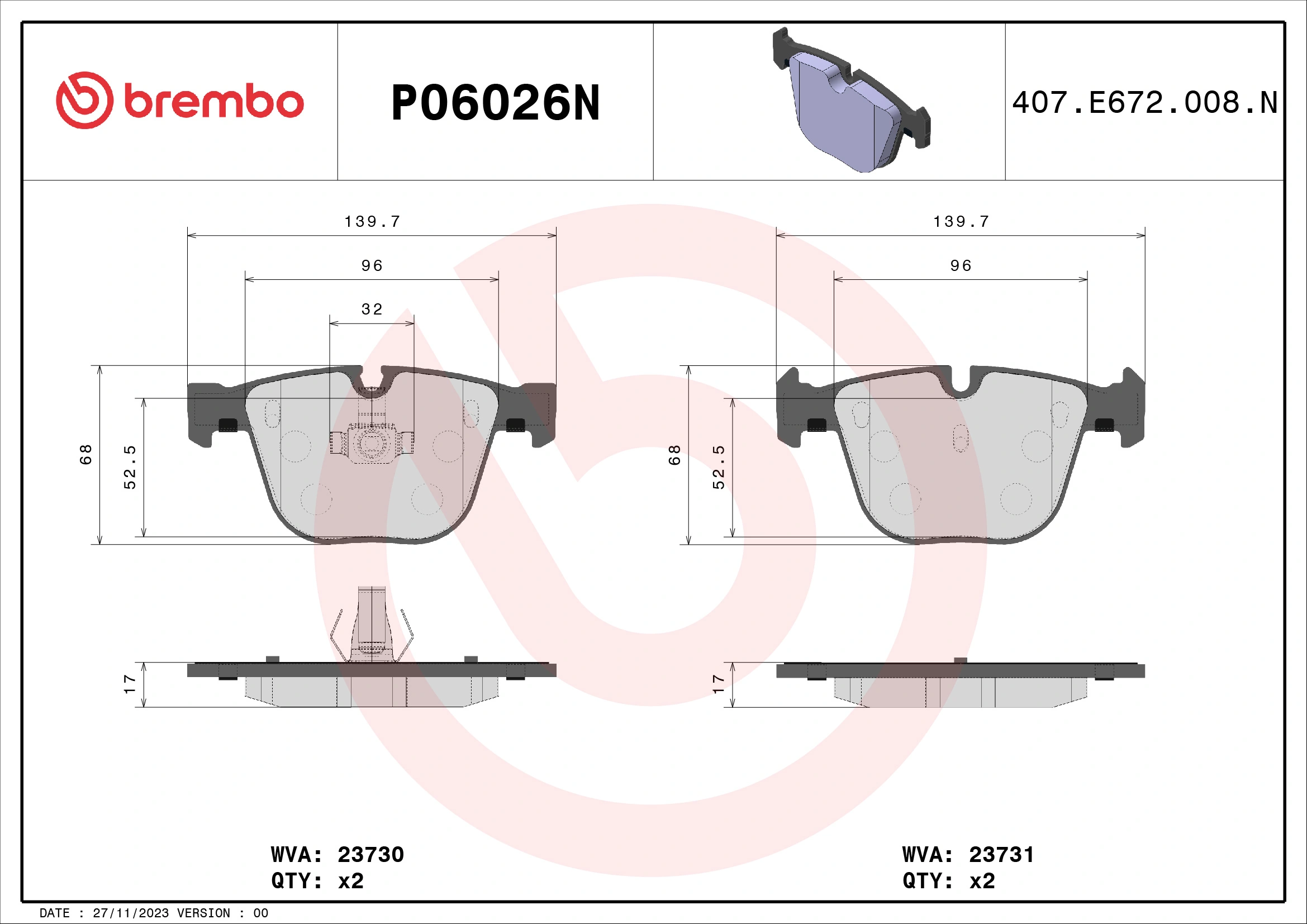 Купити DHY83328Z9C Mazda Колодки гальмівні передні, дискові